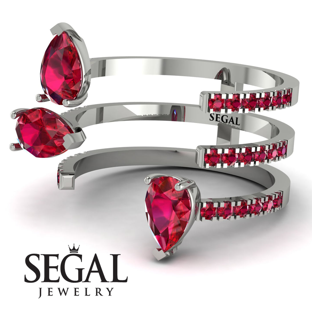 Pear Shape Ruby Glam Open Ring - Quinn No. 57