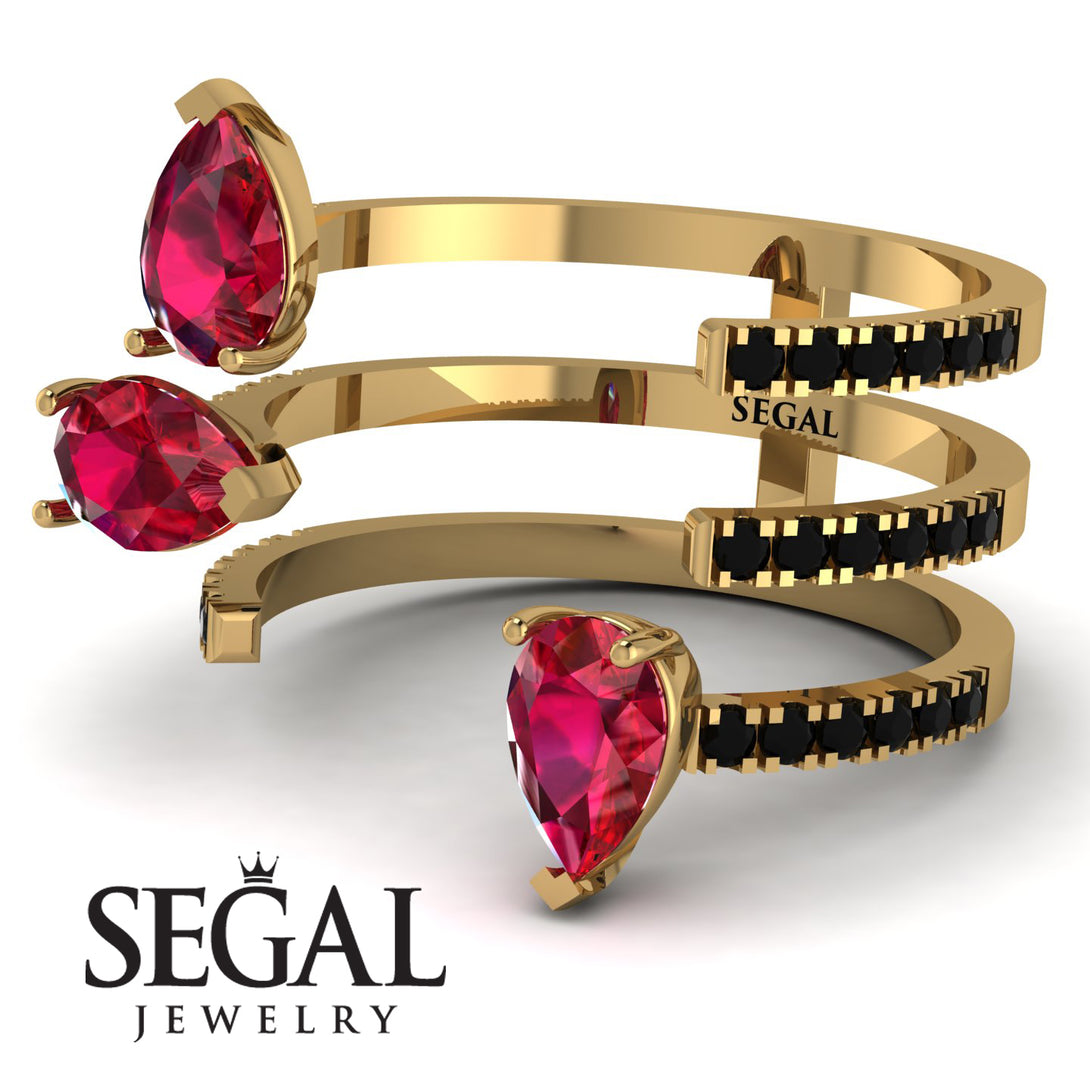 Pear Shape Ruby Glam Open Ring - Quinn No. 40