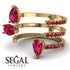 Pear Shape Ruby Glam Open Ring - Quinn No. 55