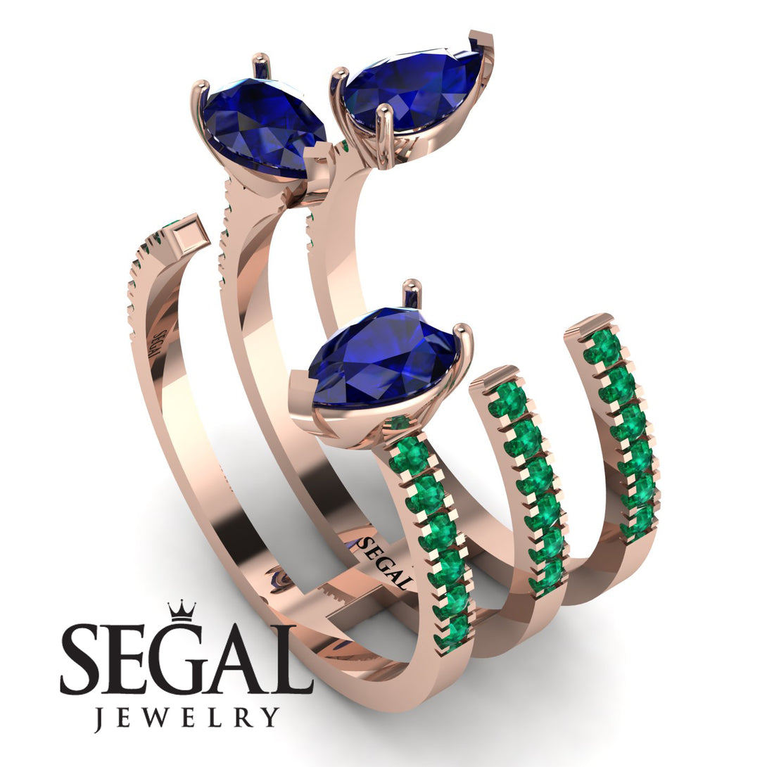 Pear Shape Sapphire Glam Open Ring - Quinn No. 29