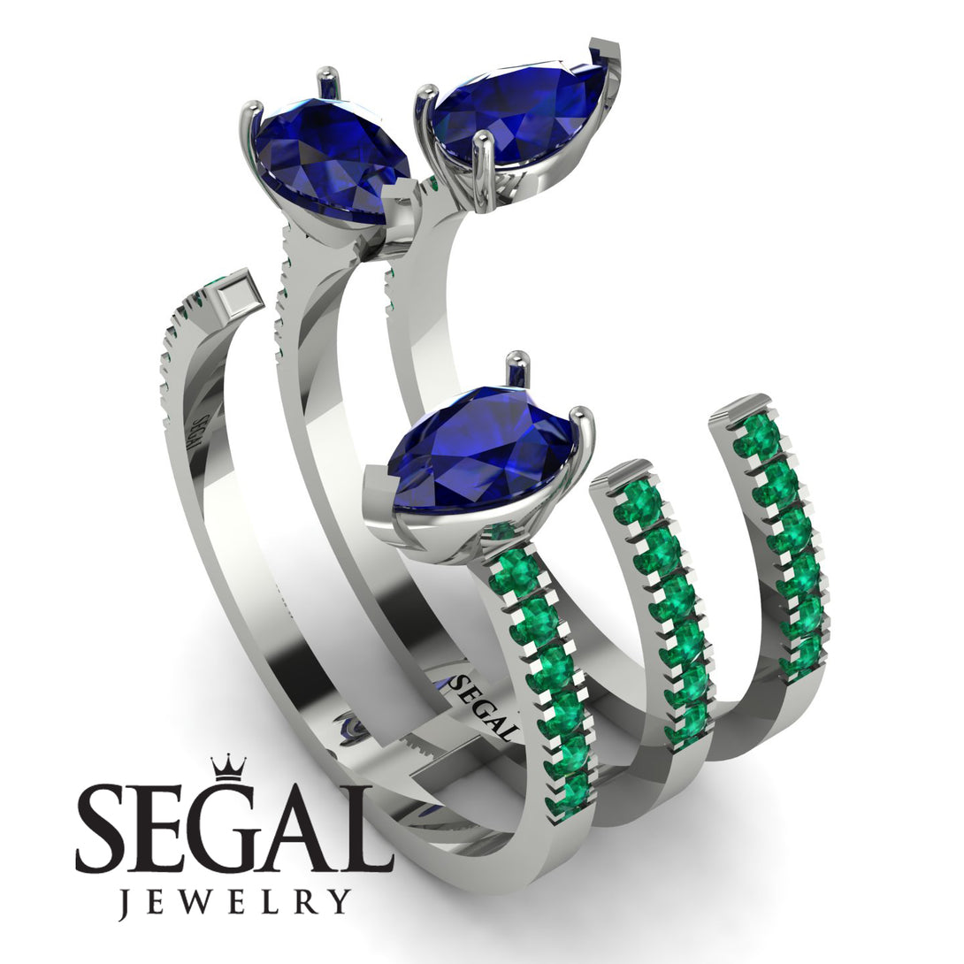 Pear Shape Sapphire Glam Open Ring - Quinn No. 30
