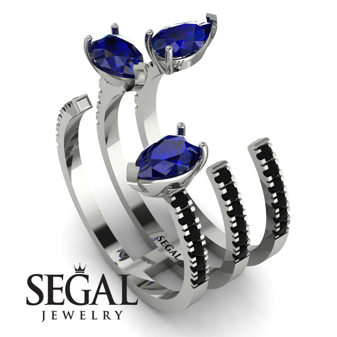 Pear Shape Sapphire Glam Open Ring - Quinn No. 45