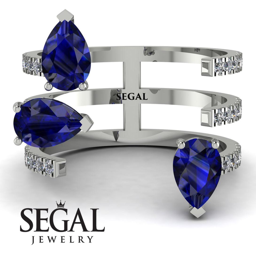 Pear Shape Sapphire Glam Open Ring - Quinn No. 15