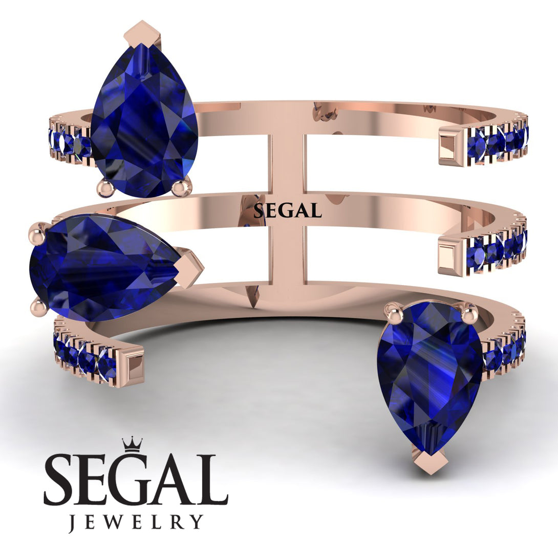 Pear Shape Sapphire Glam Open Ring - Quinn No. 74