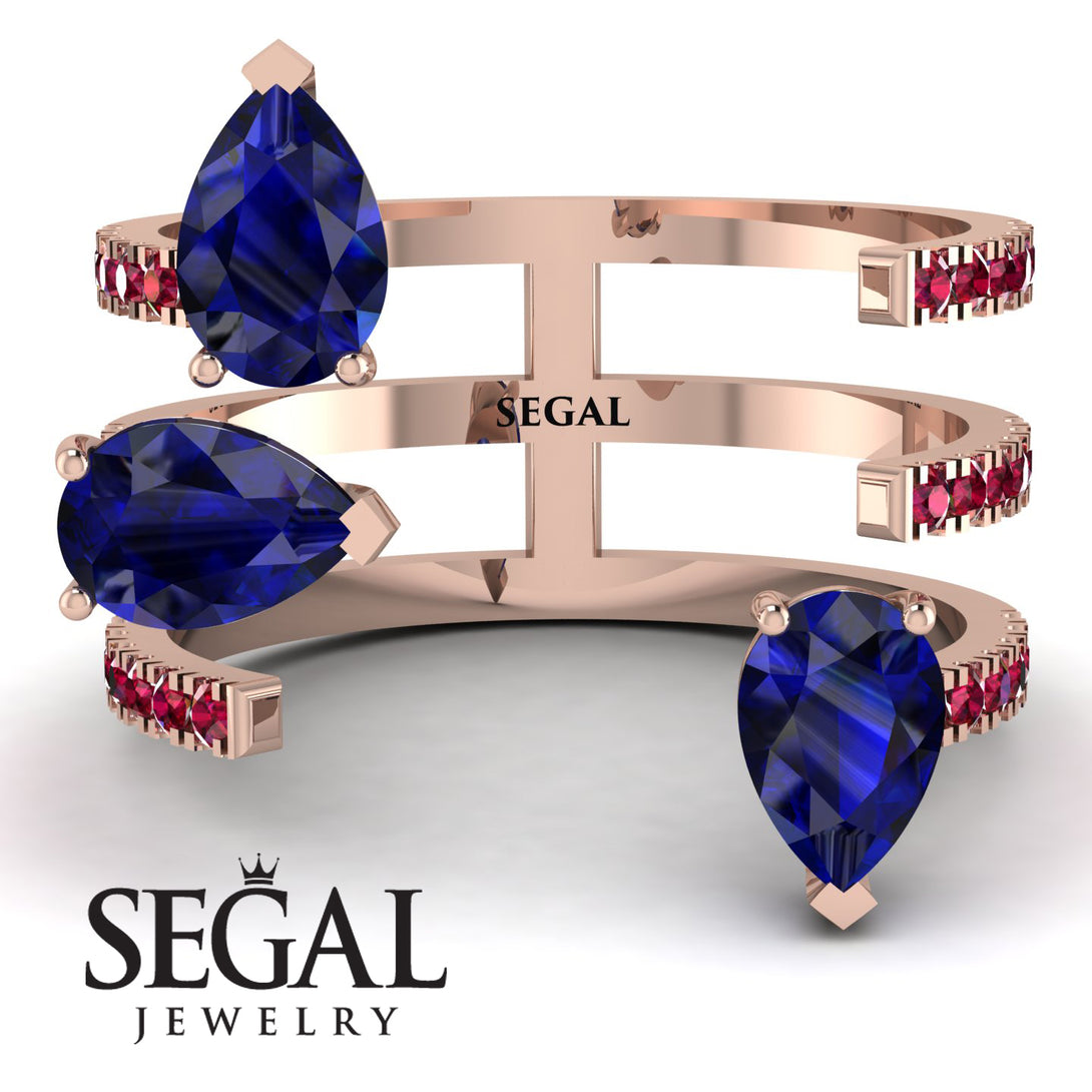 Pear Shape Sapphire Glam Open Ring - Quinn No. 59