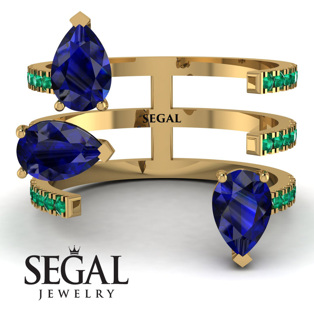 Pear Shape Sapphire Glam Open Ring - Quinn No. 28