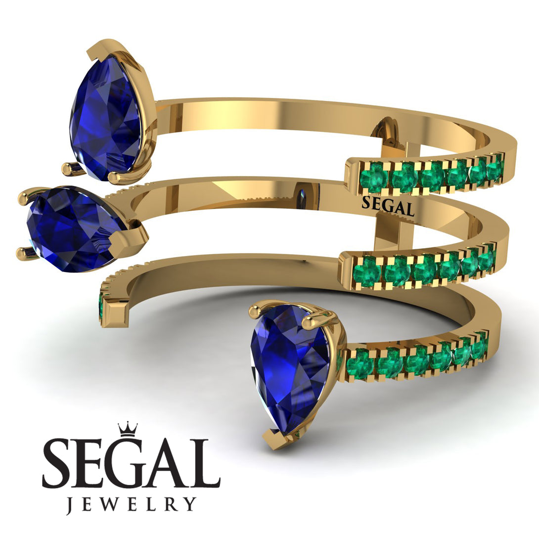 Pear Shape Sapphire Glam Open Ring - Quinn No. 28