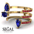 Pear Shape Sapphire Glam Open Ring - Quinn No. 58