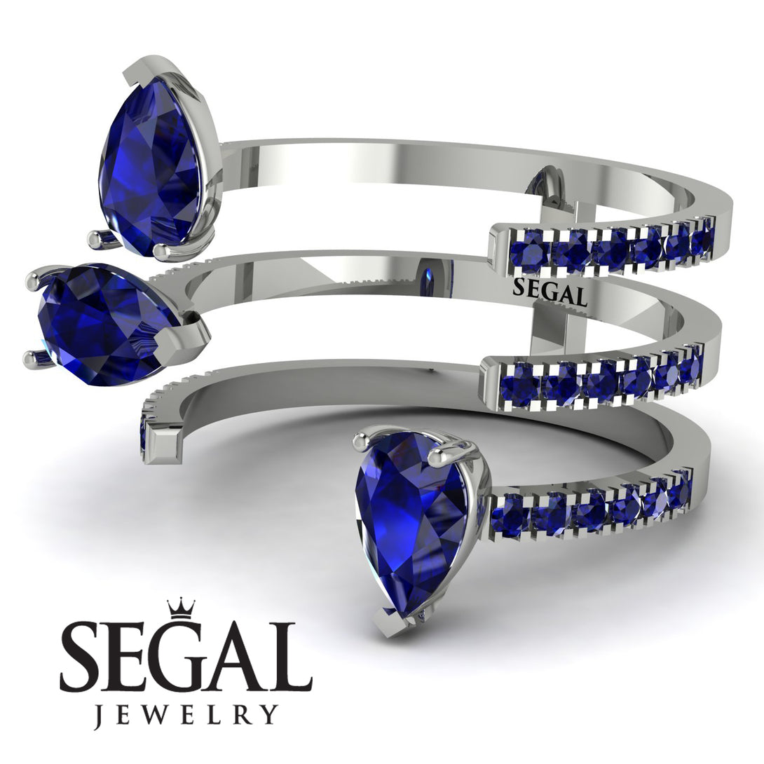 Pear Shape Sapphire Glam Open Ring - Quinn No. 75