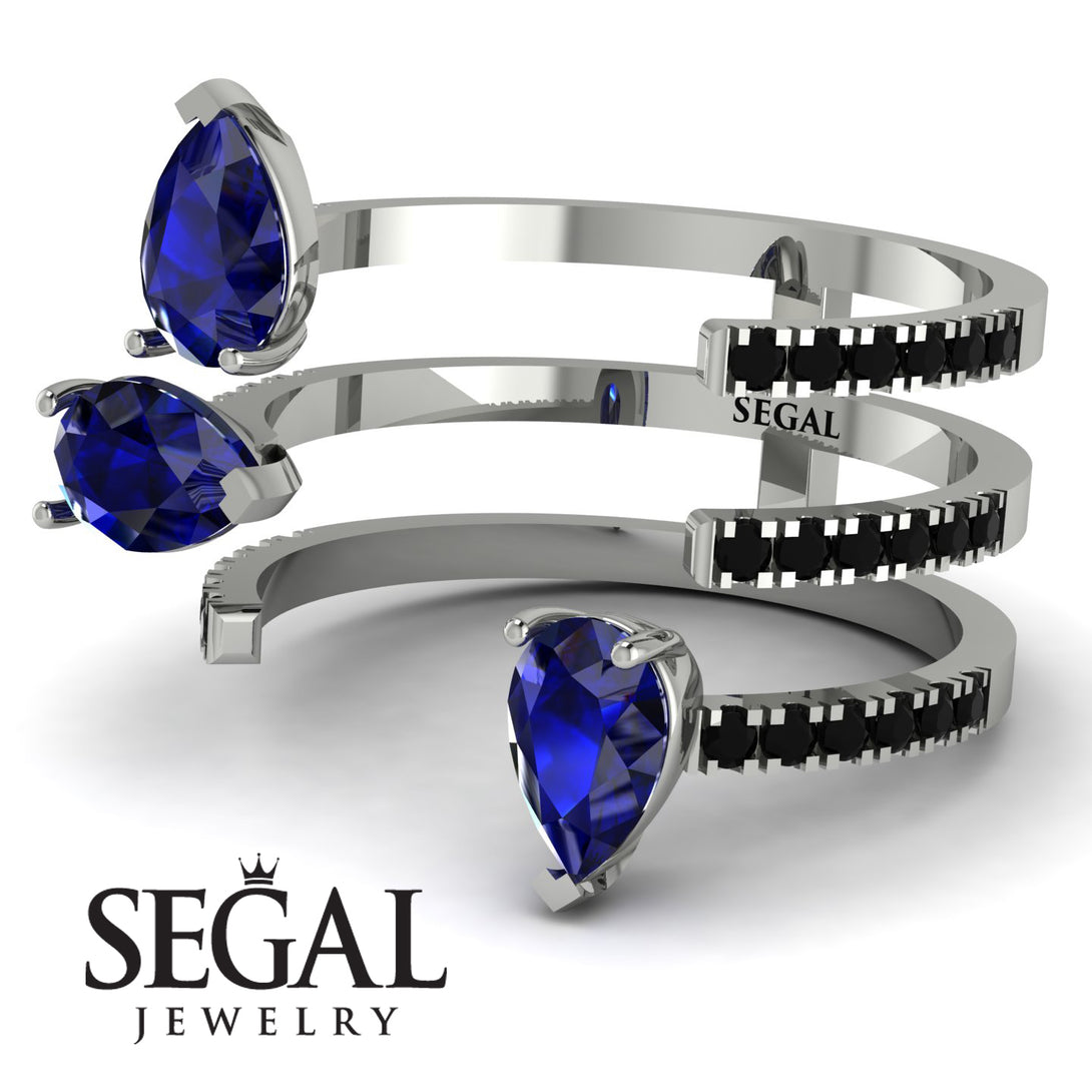 Pear Shape Sapphire Glam Open Ring - Quinn No. 45
