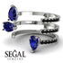 Pear Shape Sapphire Glam Open Ring - Quinn No. 45