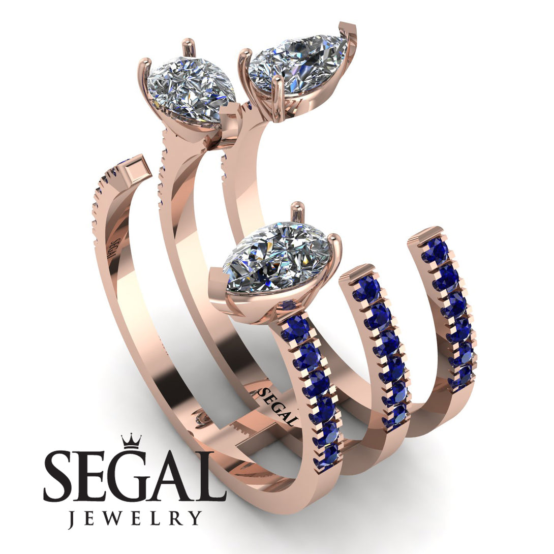 Pear Shape Diamond Glam Open Ring - Quinn No. 62