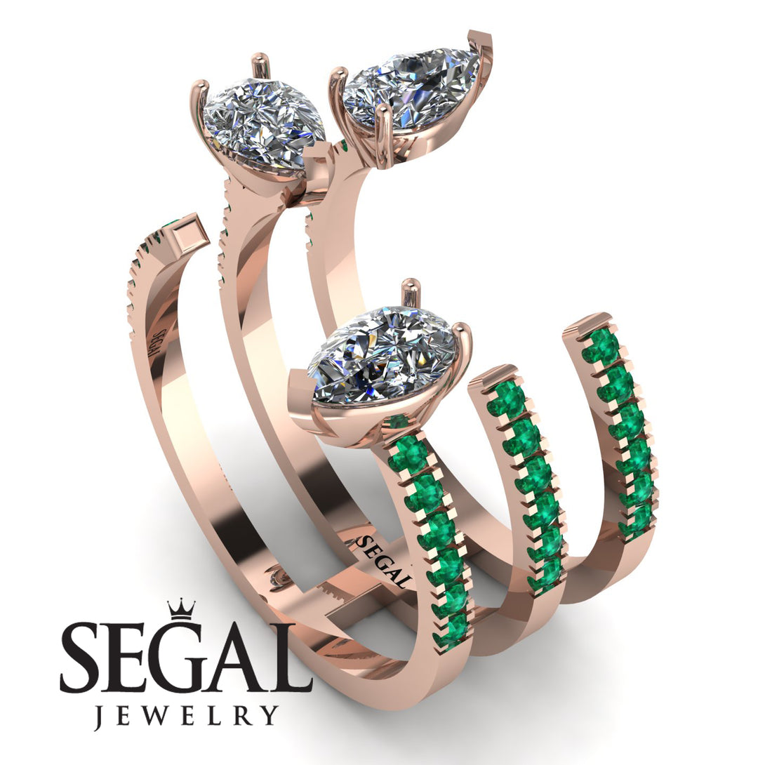 Pear Shape Diamond Glam Open Ring - Quinn No. 17
