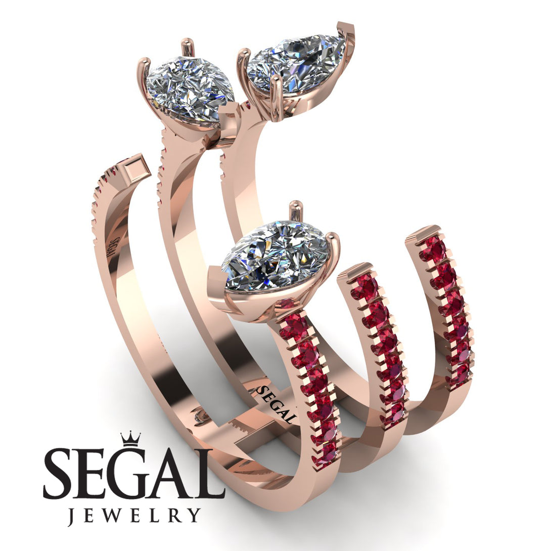 Pear Shape Diamond Glam Open Ring - Quinn No. 47