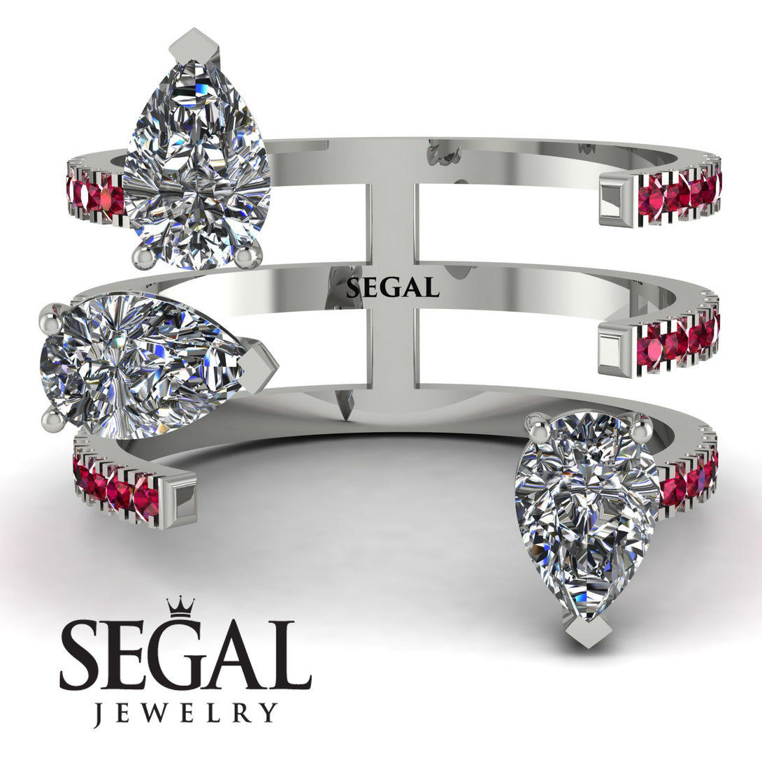 Pear Shape Diamond Glam Open Ring - Quinn No. 48
