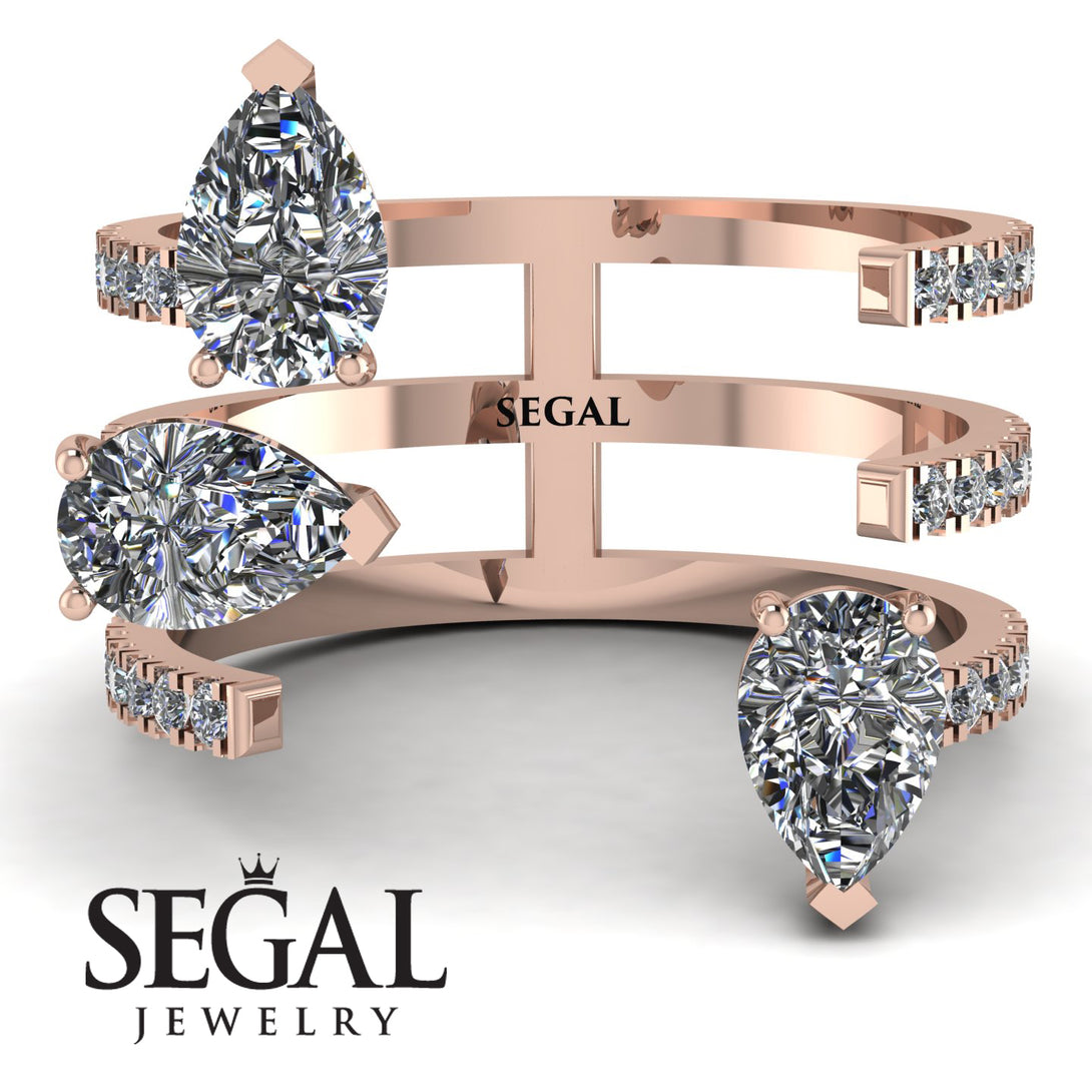 Pear Shape Diamond Glam Open Ring - Quinn No. 2