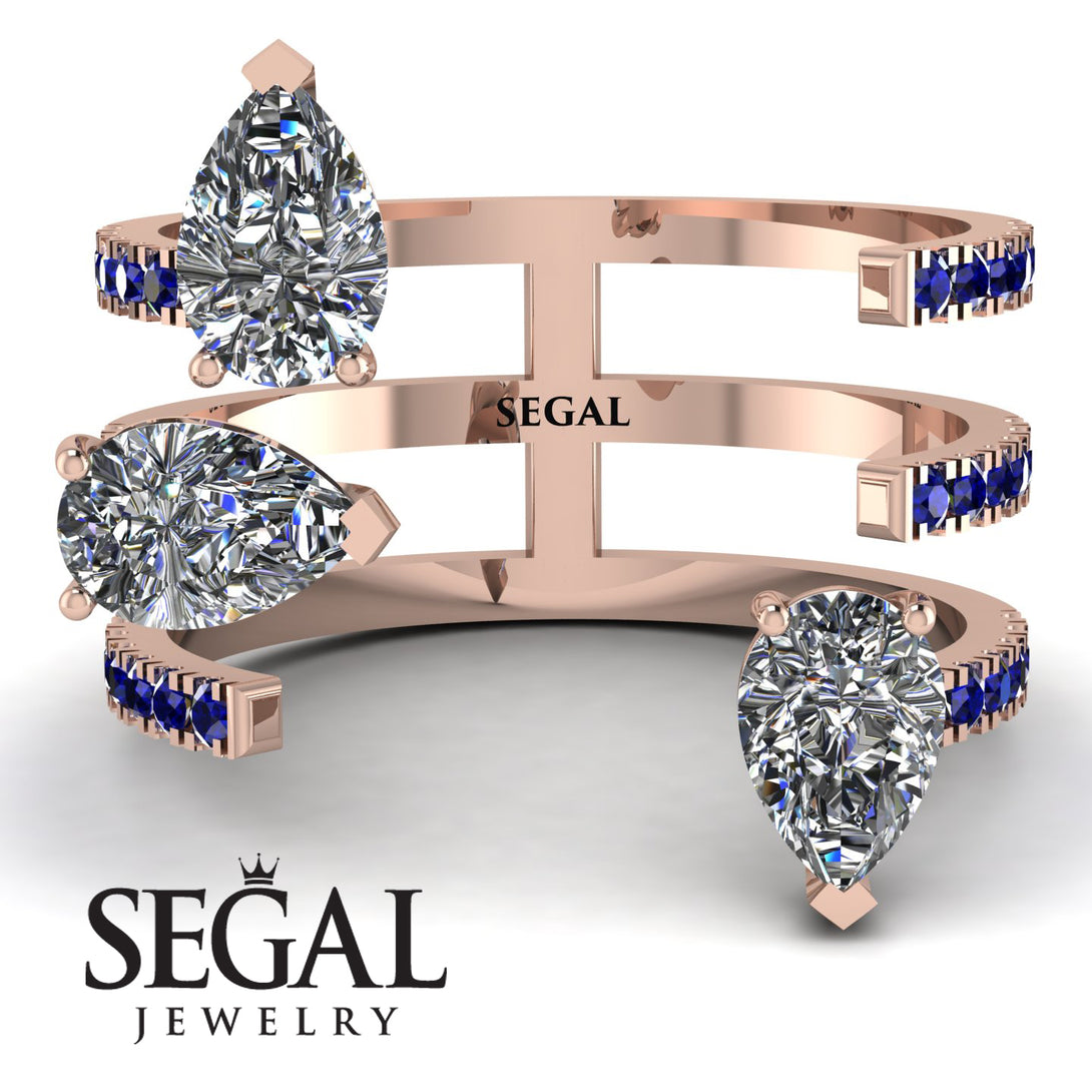 Pear Shape Diamond Glam Open Ring - Quinn No. 62