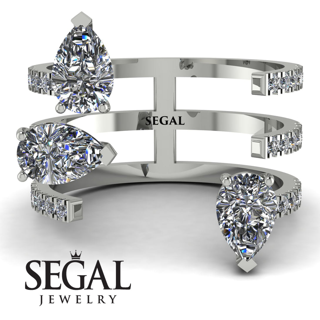 Pear Shape Diamond Glam Open Ring - Quinn No. 3