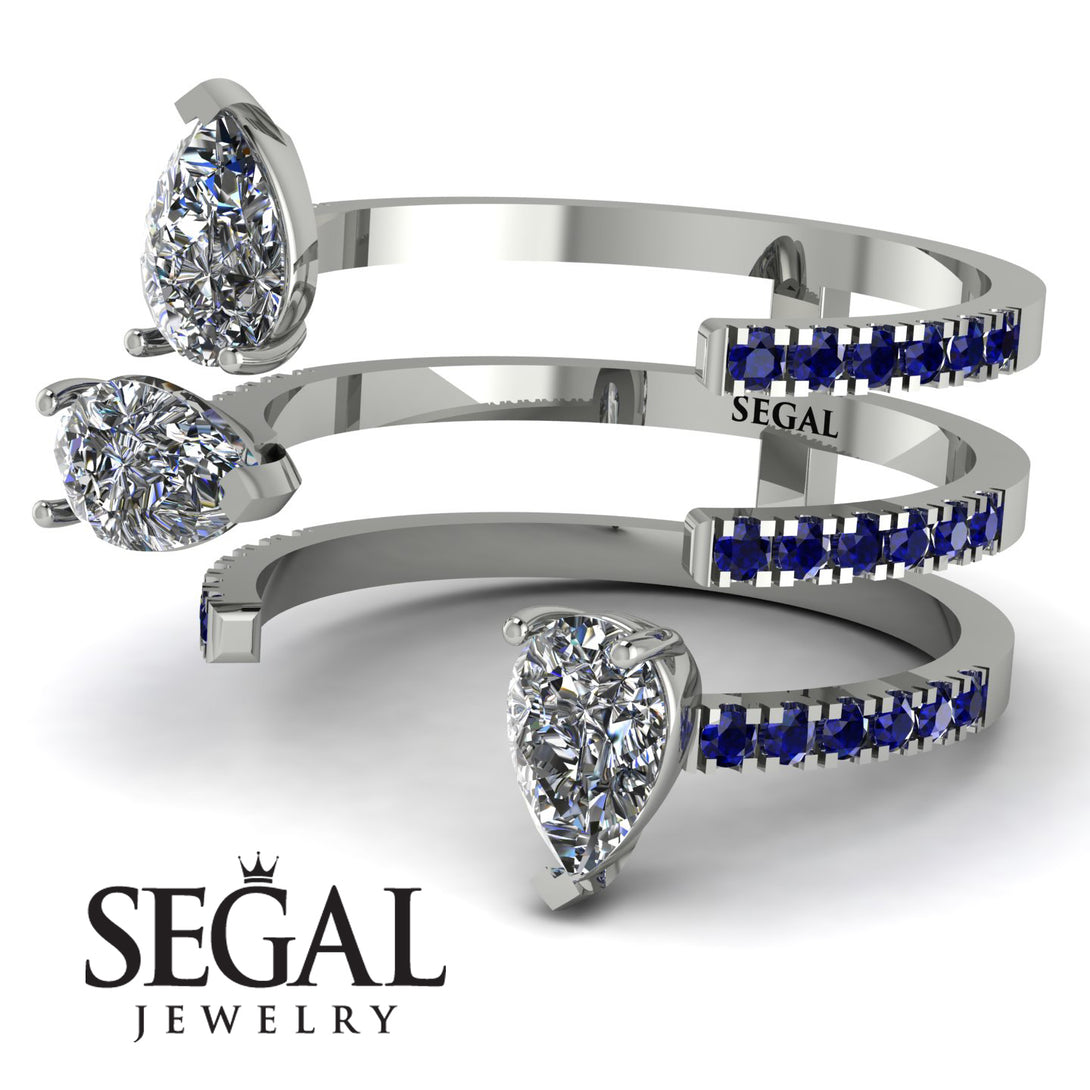 Pear Shape Diamond Glam Open Ring - Quinn No. 63