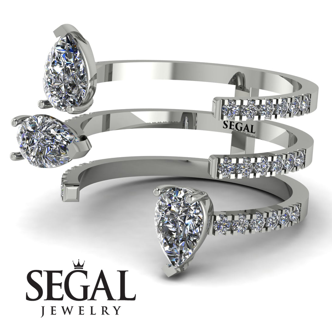 Pear Shape Diamond Glam Open Ring - Quinn No. 3
