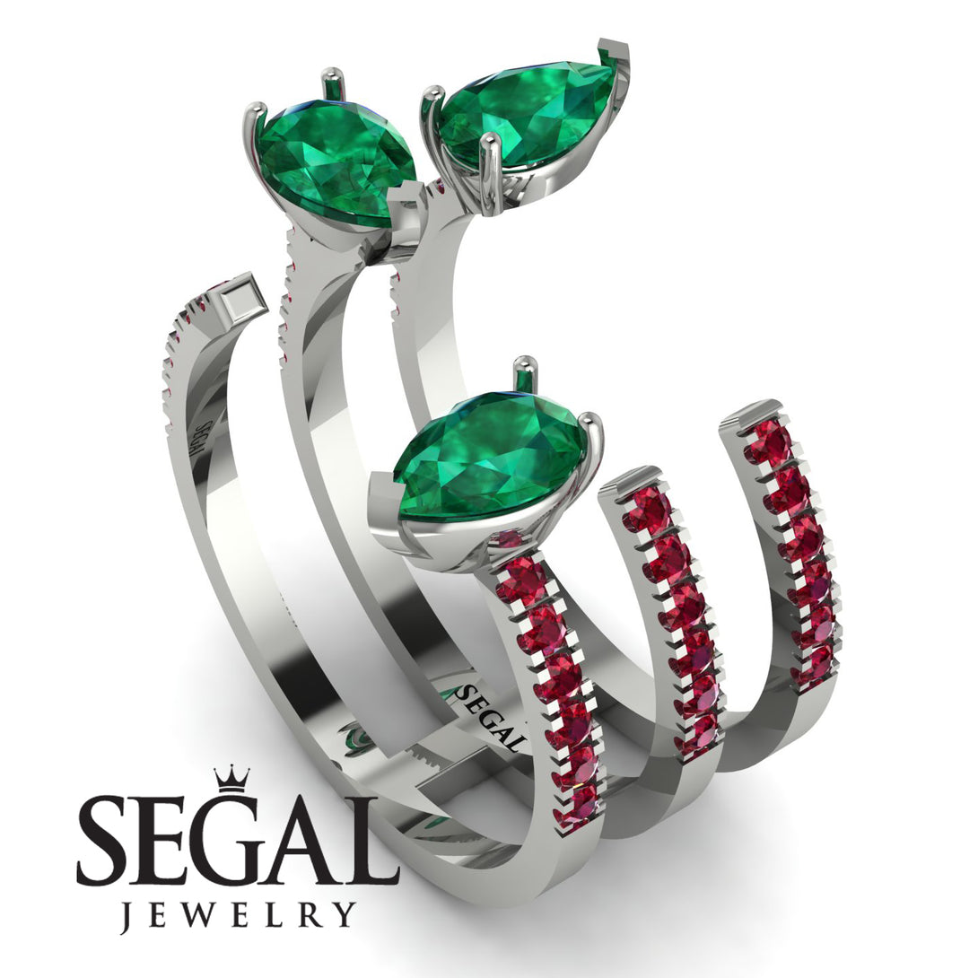 Pear Shape Emerald Glam Open Ring - Quinn No. 51