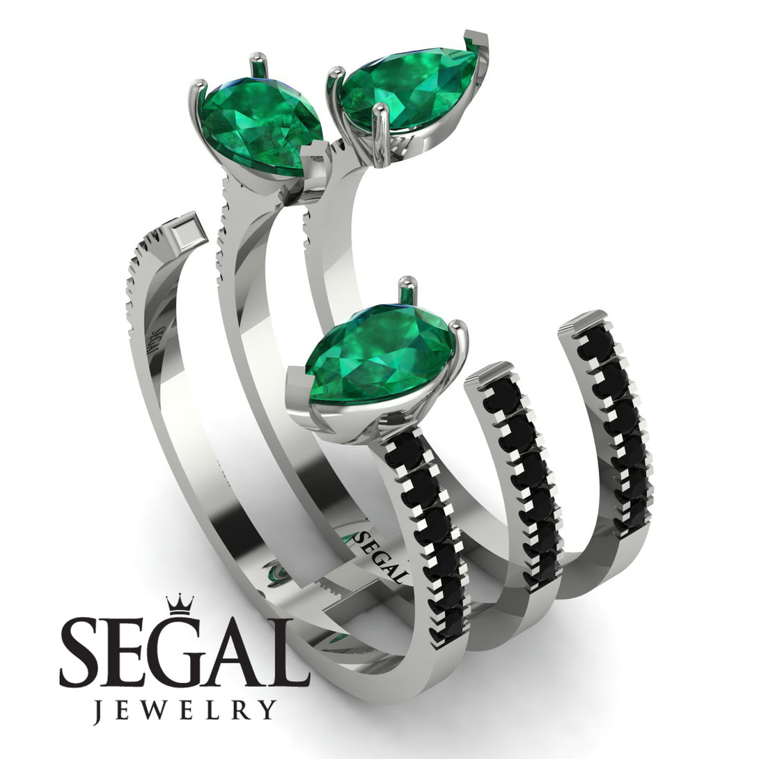 Pear Shape Emerald Glam Open Ring - Quinn No. 36