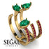 Pear Shape Emerald Glam Open Ring - Quinn No. 49