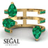 Pear Shape Emerald Glam Open Ring - Quinn No. 19
