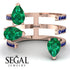 Pear Shape Emerald Glam Open Ring - Quinn No. 65