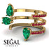 Pear Shape Emerald Glam Open Ring - Quinn No. 49 image 7