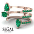 Pear Shape Emerald Glam Open Ring - Quinn No. 20