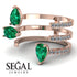 Pear Shape Emerald Glam Open Ring - Quinn No. 5
