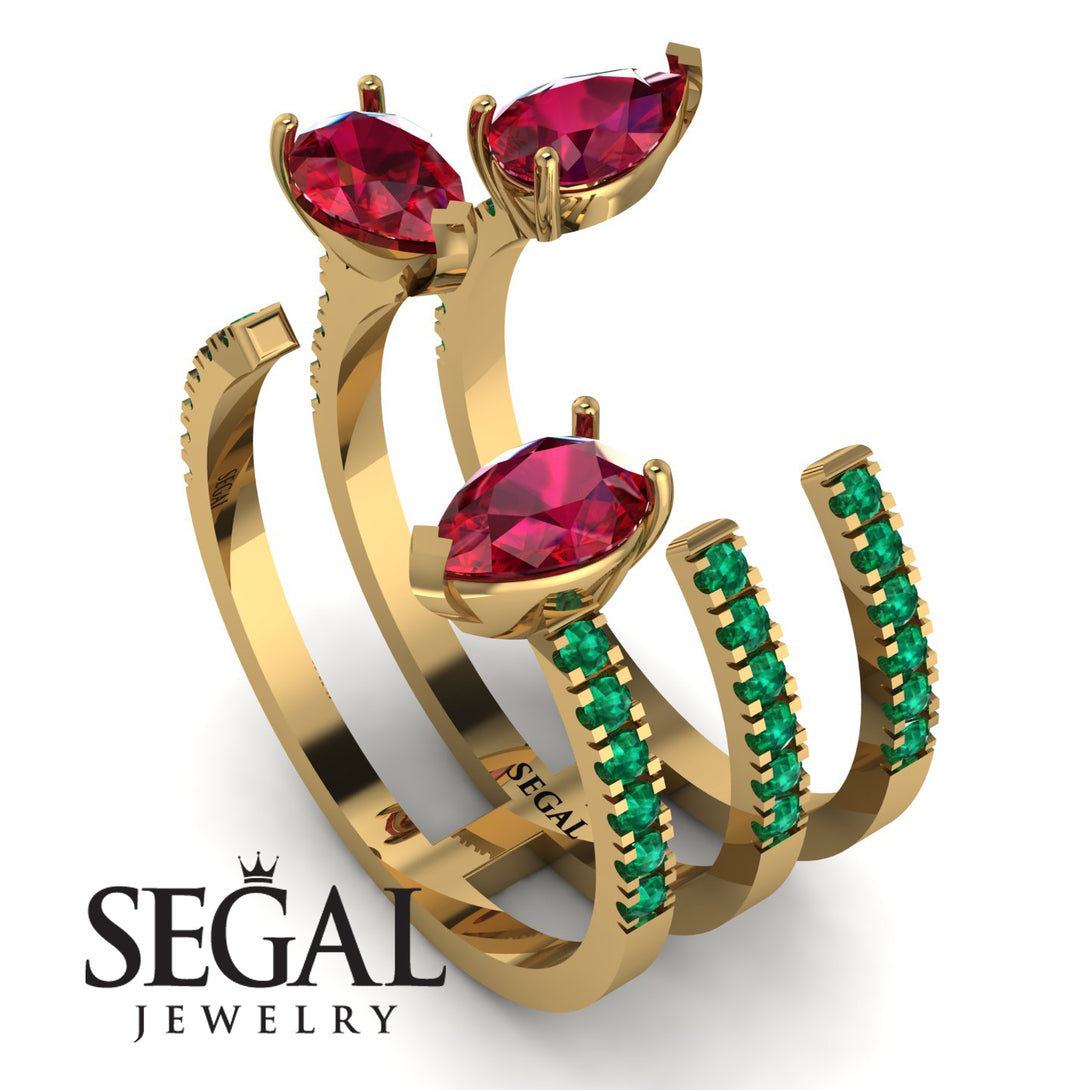 Pear Shape Ruby Glam Open Ring - Quinn No. 25