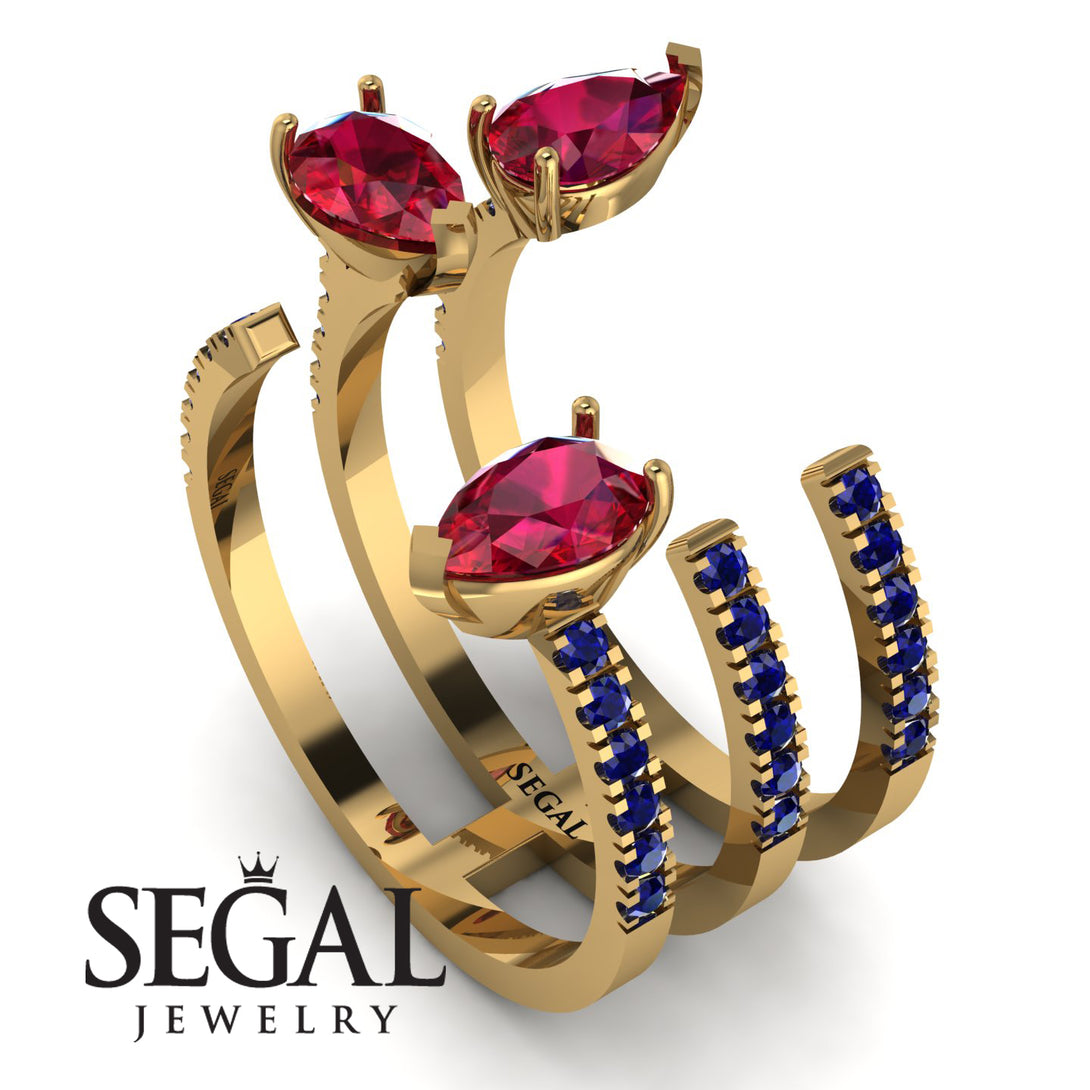 Pear Shape Ruby Glam Open Ring - Quinn No. 70