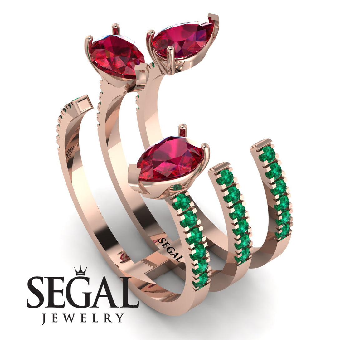 Pear Shape Ruby Glam Open Ring - Quinn No. 26