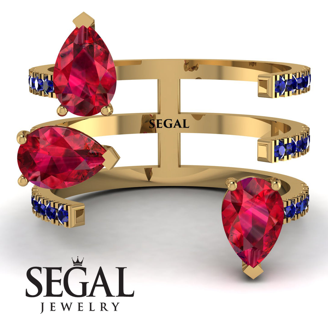 Pear Shape Ruby Glam Open Ring - Quinn No. 70