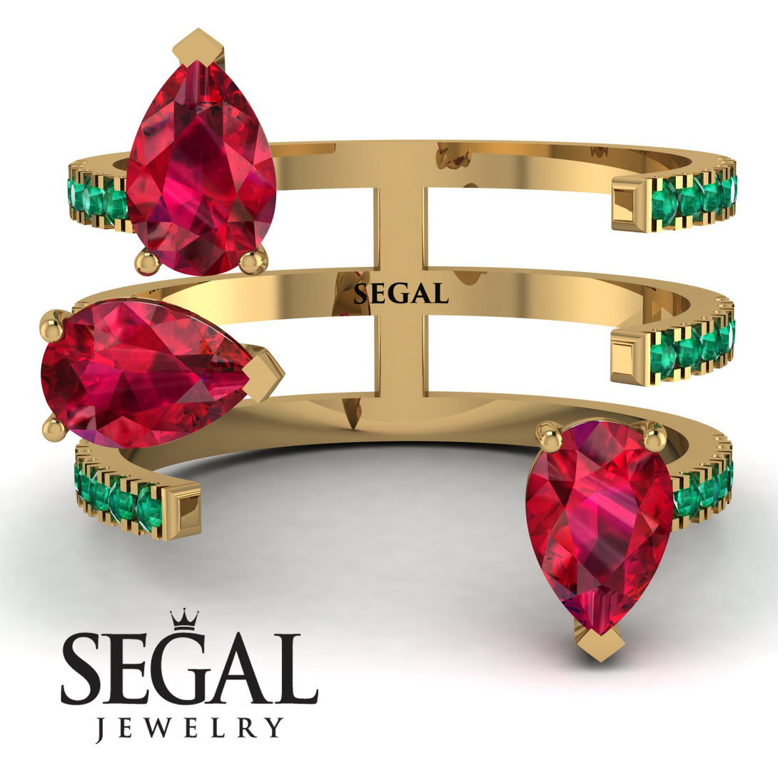 Pear Shape Ruby Glam Open Ring - Quinn No. 25