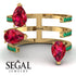 Pear Shape Ruby Glam Open Ring - Quinn No. 25