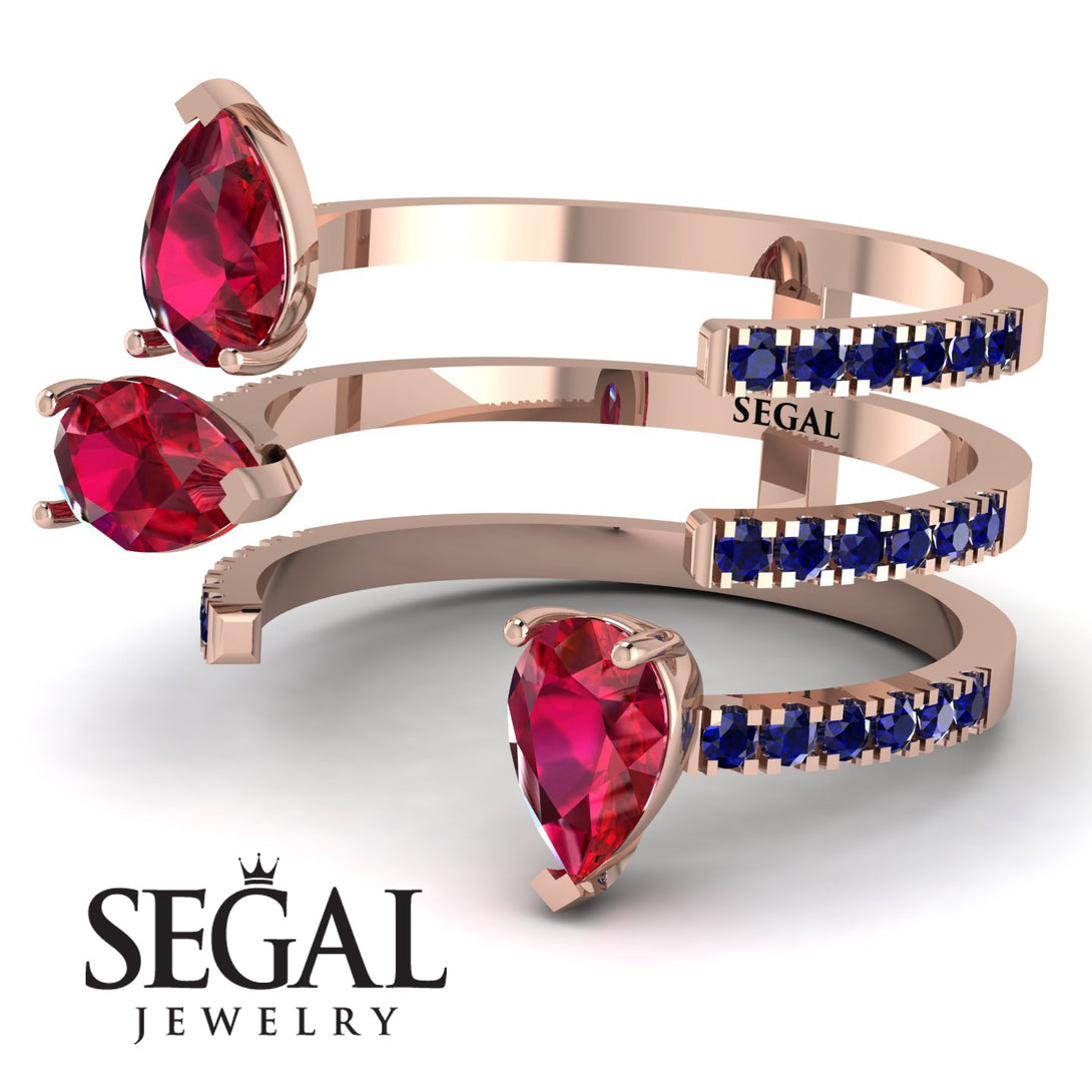 Pear Shape Ruby Glam Open Ring - Quinn No. 71