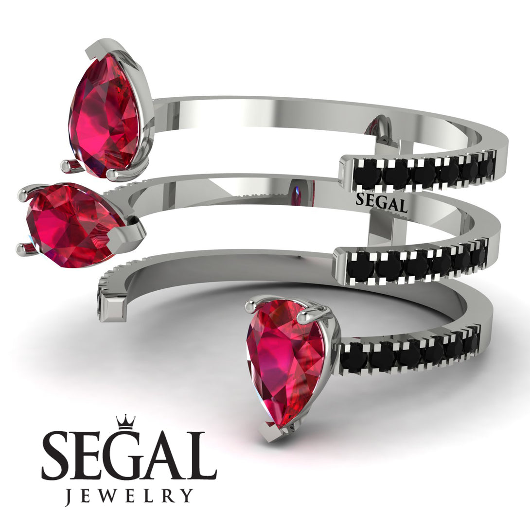 Pear Shape Ruby Glam Open Ring - Quinn No. 42