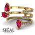 Pear Shape Ruby Glam Open Ring - Quinn No. 10