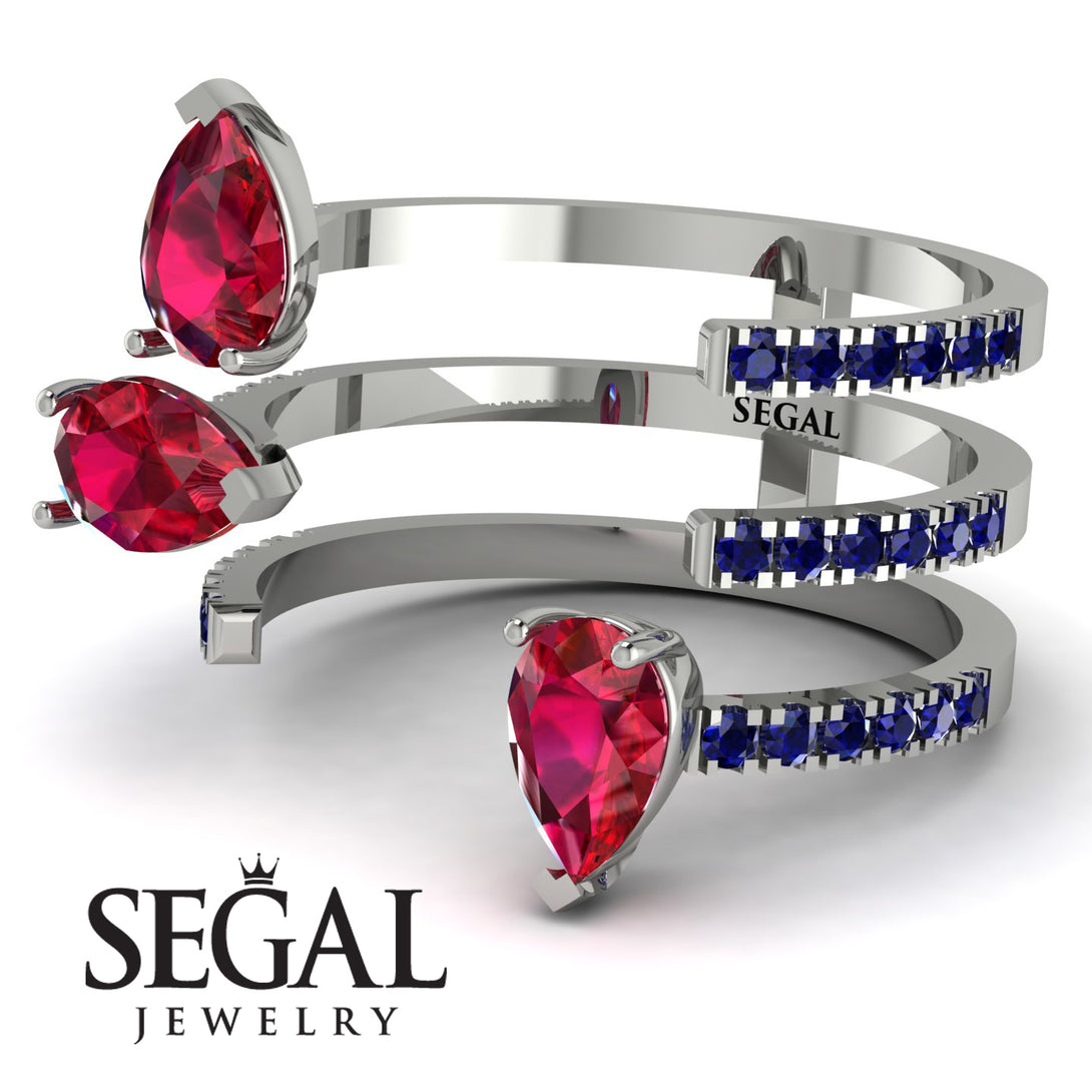 Pear Shape Ruby Glam Open Ring - Quinn No. 72