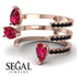 Pear Shape Ruby Glam Open Ring - Quinn No. 41