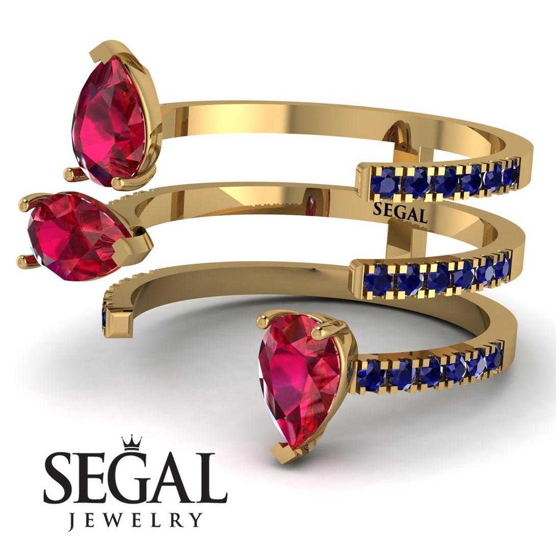 Pear Shape Ruby Glam Open Ring - Quinn No. 70