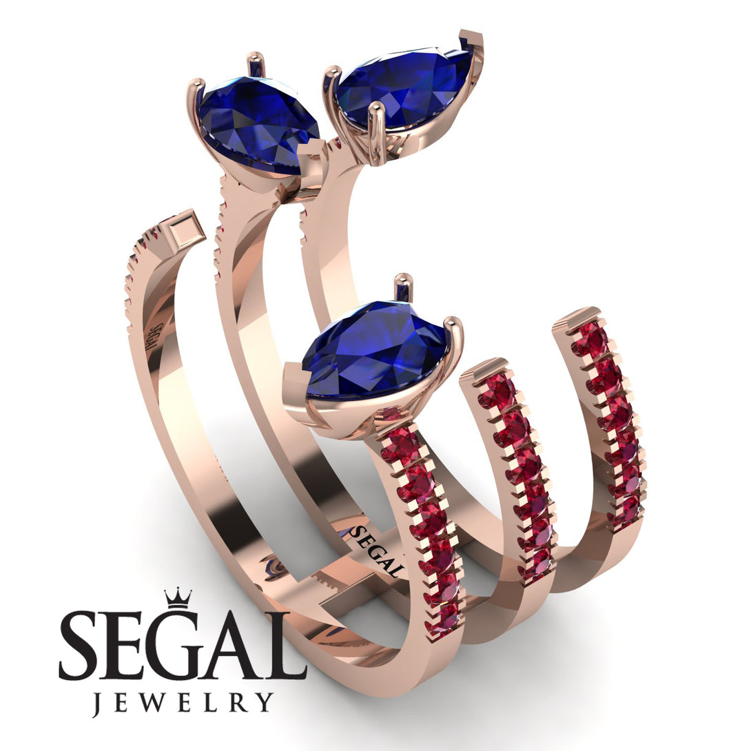 Pear Shape Sapphire Glam Open Ring - Quinn No. 59