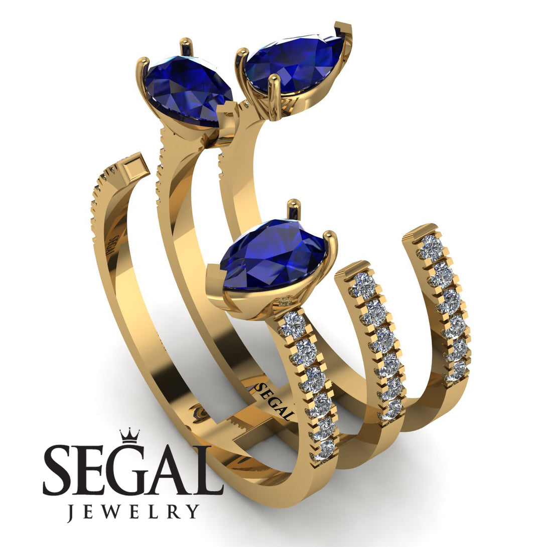 Pear Shape Sapphire Glam Open Ring - Quinn No. 13
