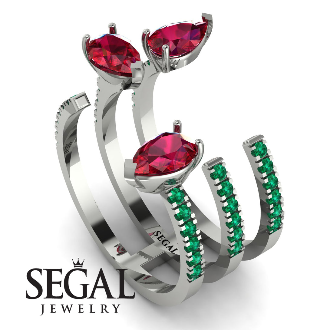 Pear Shape Ruby Glam Open Ring - Quinn No. 27