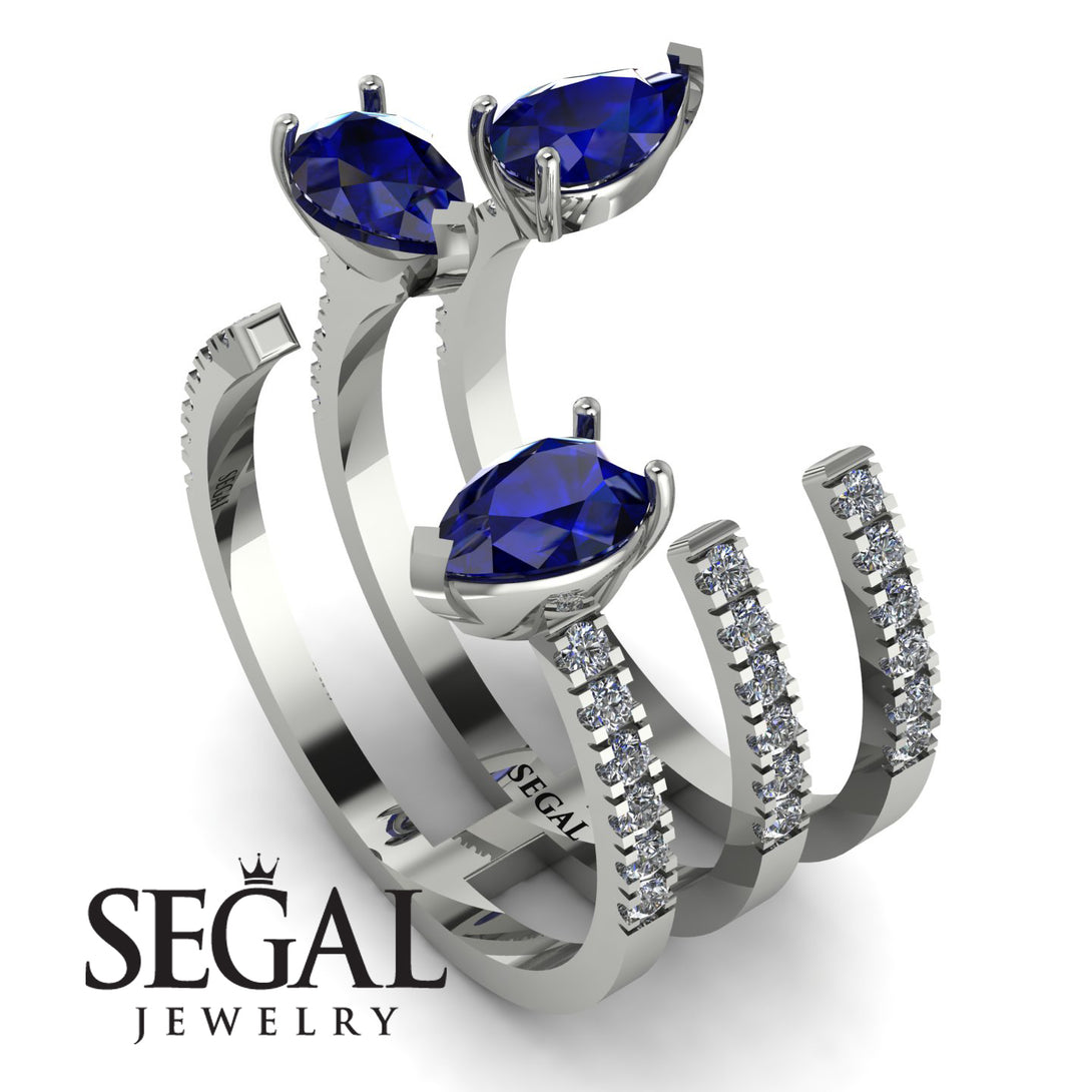 Pear Shape Sapphire Glam Open Ring - Quinn No. 15
