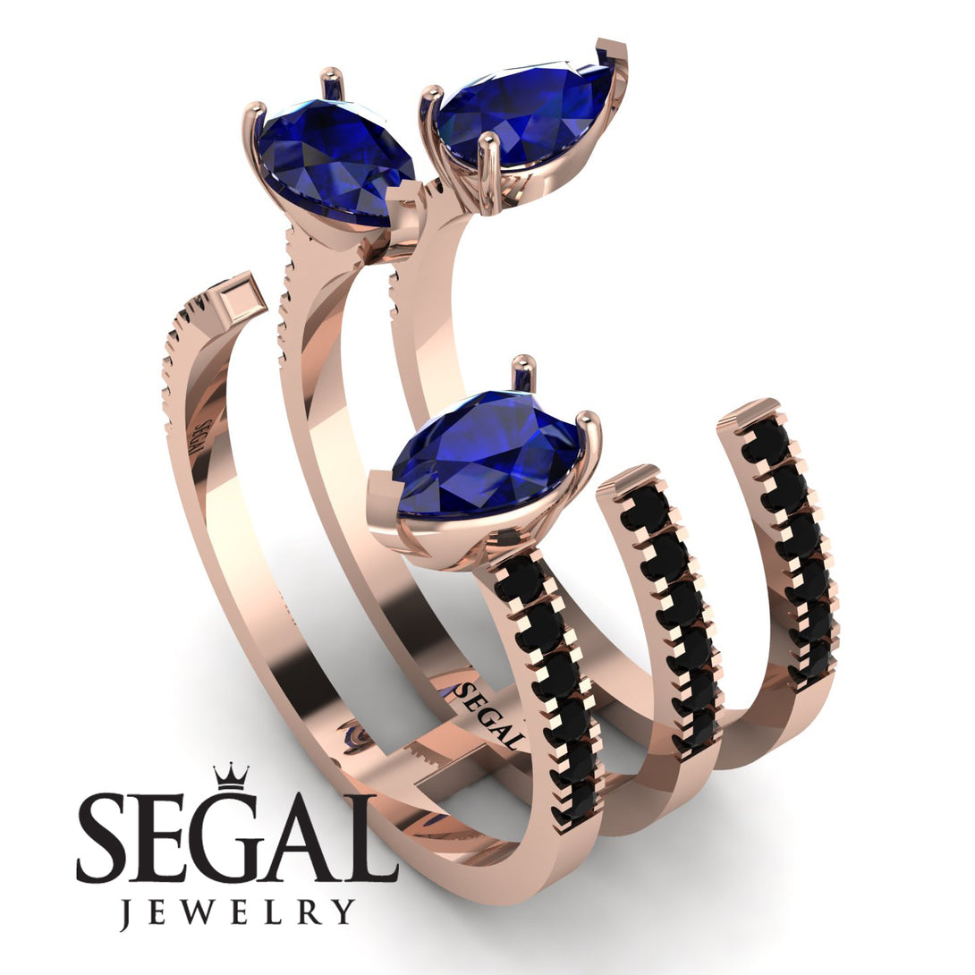 Pear Shape Sapphire Glam Open Ring - Quinn No. 44