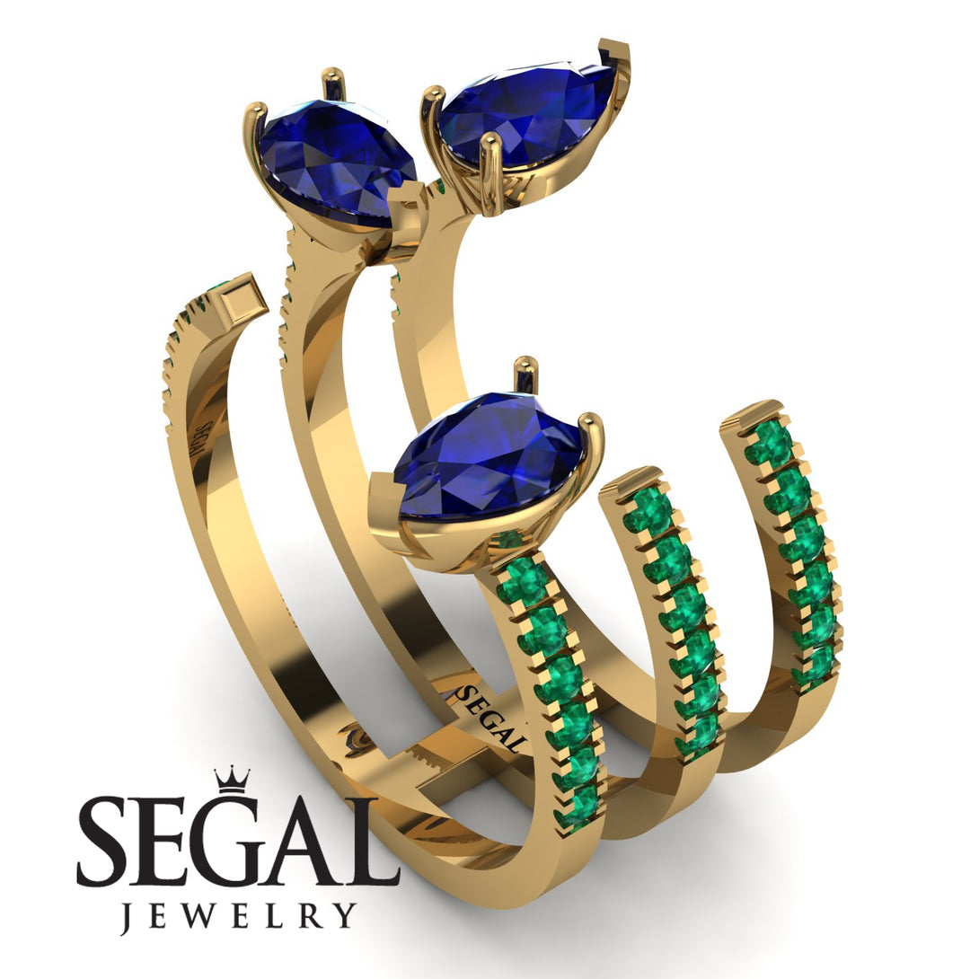 Pear Shape Sapphire Glam Open Ring - Quinn No. 28